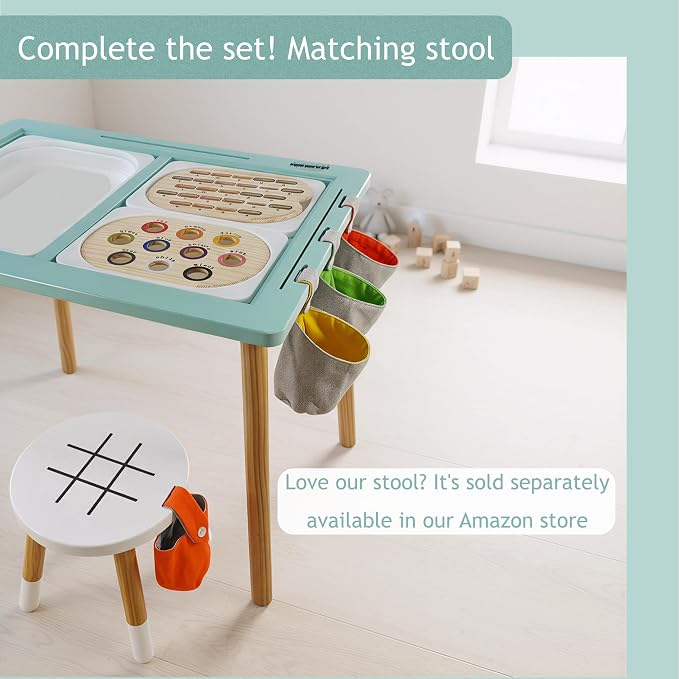 Sensory Table for Toddlers Wooden Montessori Adjustable Activity Table | Toddlers sensory table · adjustable height · 3 bins · Montessori play · activity table · 3 storage bags