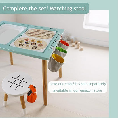 Sensory Table for Toddlers Wooden Montessori Adjustable Activity Table | Toddlers sensory table · adjustable height · 3 bins · Montessori play · activity table · 3 storage bags