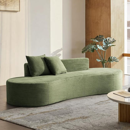 94.5" Modern Curved Sofa, 3-Seater Comfy Foam Couch with 2 Pillows, Frameless & No Assembly Required, Cloud Couch for Living Room, Green