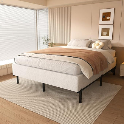 NHODIR 8 Inch Full Size Box Spring, Heavy Duty Metal Bed Base with Easy Clean Fabric Cover, Noise Free Mattress Foundation, Easy Assembly