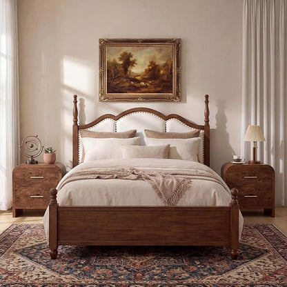 Night Stand Set of 2 [Unique Curved Profile] [FSC-Certified Wooden Board] 2-Drawer Nightstand 24" H Metal Handle Modern Sturdy Bedside Table Side Table End Table