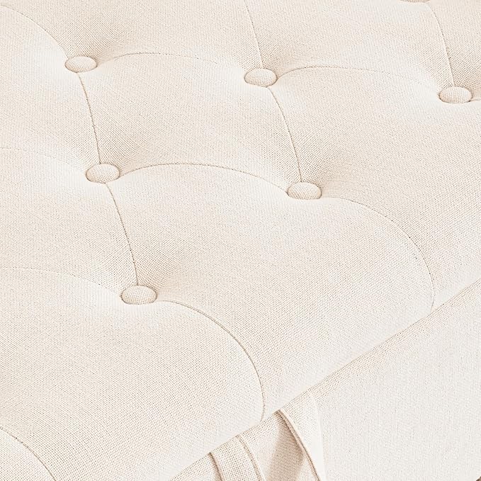 Furniliving 51” Storage Benches, End of Bed Bench with Button-Tufted Large Upholstered Storage Ottoman Linen Window Bench with Storage Shoe Cabinet Bench, for Bedroom, Entryway, Closet, Beige