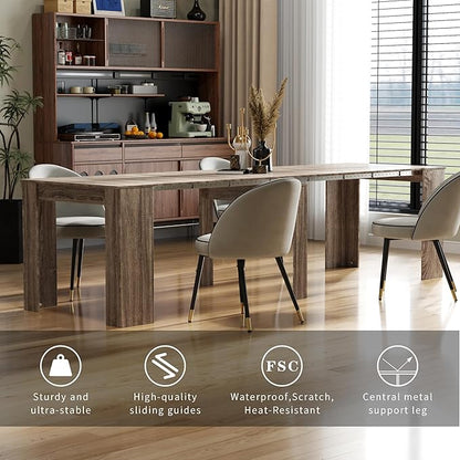 Extendable Dining Table, Transformer Extra Console Table for 1-12 People, Folding Space Saving Dining Room Table for Homes, Apartments, Oak