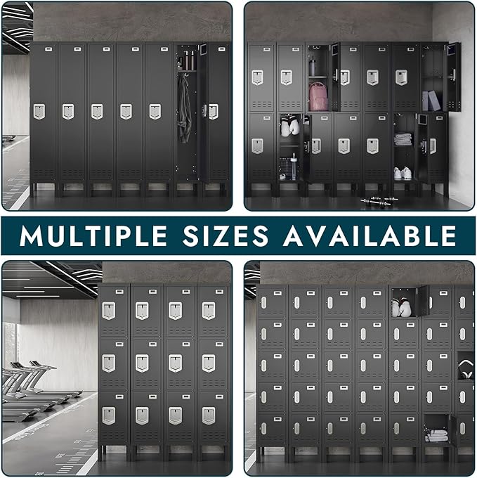 BUTISOW Metal Lockers - 66" Height Steel Lockers for Employees with 5 Door Storage Locker with Card Slot for Employees Gym School Home Office Garage - Assembly Required
