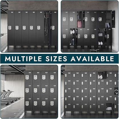 BUTISOW Metal Lockers - 66" Height Steel Lockers for Employees with 5 Door Storage Locker with Card Slot for Employees Gym School Home Office Garage - Assembly Required