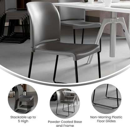 Flash Furniture Hercules Series Contoured Stacking Chairs for Waiting Rooms and Offices, Ergonomic Lobby Chairs with Curved Back, Set of 5, Gray
