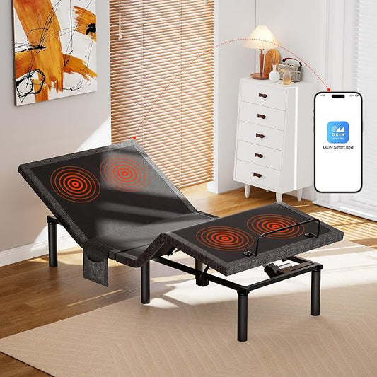 AMADA HOMEFURNISHING Adjustable Bed Frame with Massage, App-Controlled Twin XL Adjustable Bed Base with 4 USB Ports & Under-Bed LED Light, Wireless Electric Bed Frame, 4 Height Options, TXL2