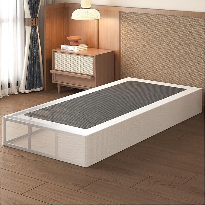 Lutown-Teen 12 Inch Twin Box Spring High Profile, Heavy Duty Metal Box Spring Twin Bed Base with Fabric Cover, Mattress Foundation, Noise Free, Easy Assembly