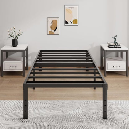 LUMUNANCE Metal Bed Frame Twin Size - 16 Inch Heavy-Duty Twin Platform Bed Frame No Box Spring Needed, Easy Assembly, Noise-Free, Sturdy Mattress Foundation, Underbed Storage Space