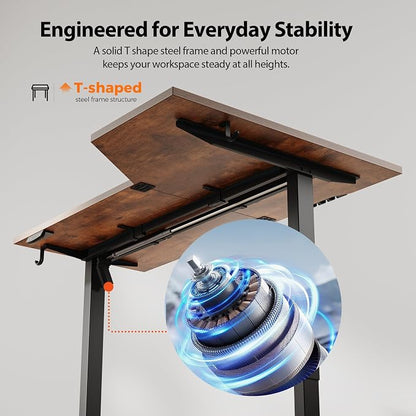 Agilestic Electric Standing Desk, Height Adjustable Desk, 48 x 28 Inch Sit Stand up for Work Office Home, L Shaped Ergonomic Rising Computer Table with Memory Preset, Rustic Brown