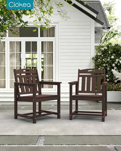 Ciokea Outdoor Patio Dining Chair, HDPE Oversized Porch Chairs with Wide Seat, All-Weather Durable Heavy-Duty Outdoor Furniture for Backyard, Poolside, Lawn & Garden, Brown