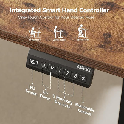 Agilestic 75 Inch L Shaped Standing Desk Adjustable Height, Corner Standing Desk, Sit Stand Up Computer Table, Splice Board, Rustic Brown