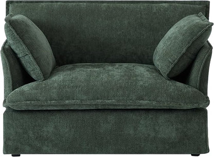 ERYE 47" Chenille Upholstered Accent Chair Wide Seat Armchair for Living Room Bedroom, Modern Upholstered Armchair W/ 2 Pillows and USB-C Ports for Home Apartment Office