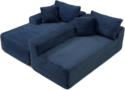105-Inch L-Shaped Left Facing Corner Compressed Sofa Modular Sectional Boneless Cloud Sofa Floor Foam Couch with Chaise Lounge, Corduroy Corner Boneless Cloud Couch