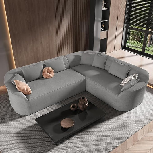 Vesgantti 110" Modern Curved Sectional Sofa, Oversized Chenille Cloud Couch for Living Room, Comfy Luxury L-Shaped Boneless Sofa with Extra Deep Seat, Tool-Free Assembly, Dark Grey