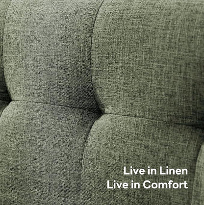 Tbfit 65" W Loveseat Sofa, Mid Century Modern Couches Love Seats for Living Room, Button Tufted Upholstered Small Couch for Bedroom, Solid and Easy to Install Love Seats Furniture, Green