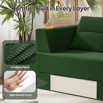 COMAX Futon Sofa Bed, Convertible Sofa Bed, Folding Boneless Couches | Boneless Couch for living room, Fold Out Small Foldable Loveseat Floor Sleeper Mattress Lounge Space‑Saving, Queen 79"