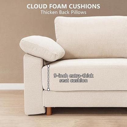 Oversized Modular Cloud Couch with Removable Washable Cover, L/V-Shaped Sectional for Large Living Room, Plush Chenille & Deep Seat（Beige）