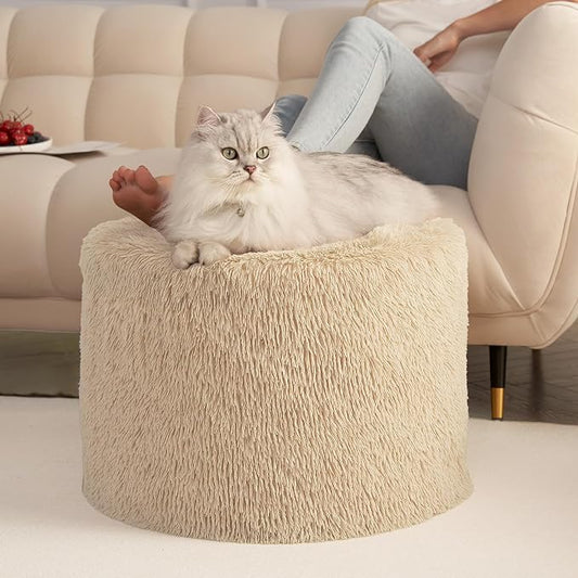 Hansleep Whole Foam Pouf Ottoman, Durable Sturdy Stool with Washable Cover Brown