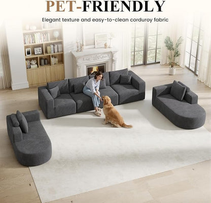 Living Room Furniture Sets,Modern U Shaped Modular Sectional Sofa,Convertible Cloud Couches for Living Room,Comfy 4 Seater with 2 Chaise Furniture Set, Boneless Couch Sofa,1 PCS