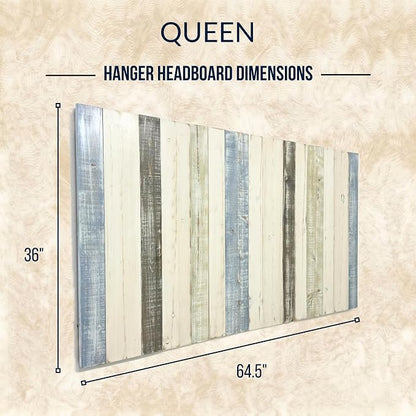 Barn Walls Queen Wood Headboard - Farmhouse Mix Design - Wall Mounted Floating Headboard for Queen Bed - Handcrafted Solid Wood - Easy No-Drill Installation