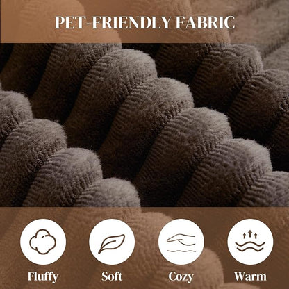 95" L Shaped Cloud Boneless Sectional Couches for Living Room, Modern Comfy Modular Deep Seat Memory Foam Compressed Corduroy Sofa Oversized Right Facing Chaise, No Assembly Required, Brown