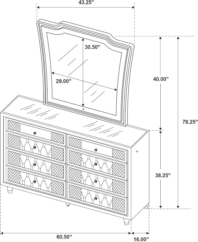 Coaster Home Furnishings Lorient 8-Drawer LED Dresser with Mirror Black 223163M