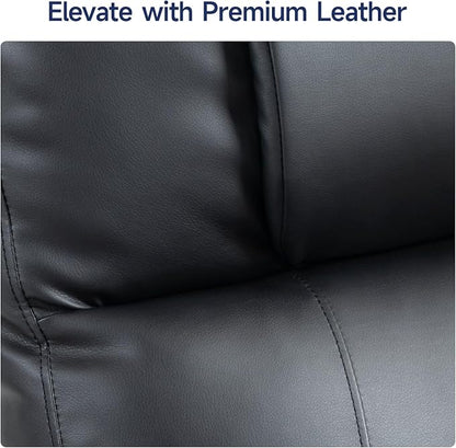 Brage Living Power Lift Recliner Chair for Elderly with Massage & Heat, PU Leather Electric Recliner with USB Charge Port, 160° Adjustable Recline, Stand Assist, Remote Control, Cup Holders (Black)