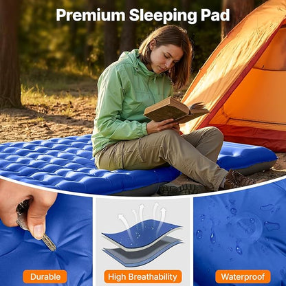 OGERY Sleeping Pad, Ultralight Inflatable Sleeping Pad for Camping with Pillow Built-in Foot Pump, 6" Extra-Thick Reinforced Camping Mattress for Hiking, Backpacking, Tent
