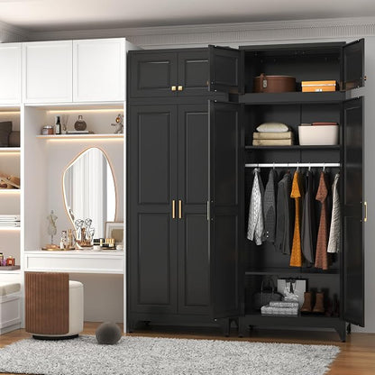 Polup Metal Wall Cabinet, Upper Cabinet for Wardrobe, Small Top Storage Cabinet for Bedroom, Living Room, Black, 18" D x 32" W x1 5" H - Assembly Required