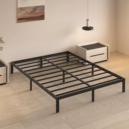 HOBINCHE 10 Inch Full Size Bed Frame, Bed Frame Full No Box Spring Needed | Heavy Duty Metal Platform Mattress Foundation with Steel Slats, Non-slip Noise Free Easy Assembly Black