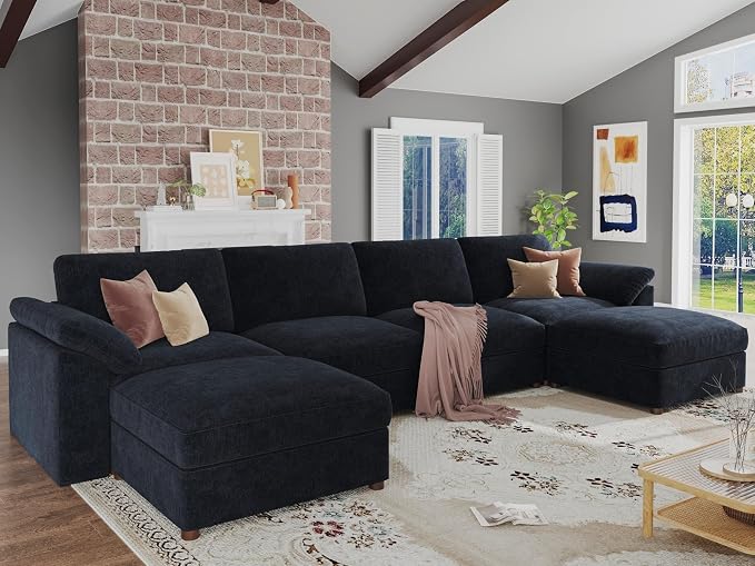 EASE MOOSE Oversized Modular Sectional Sofa, Extra Large U Shape Sectional Cloud Couch,Comfty Deep Modular Sofa with Ottoman