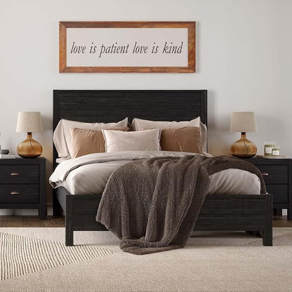 Grain Wood Furniture Montauk Solid Wood Bed, Twin Size, Farmhouse Black