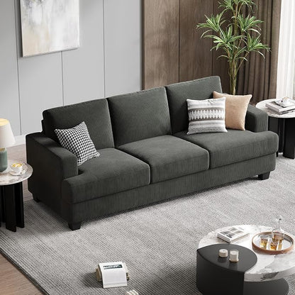 COPIAE 89 Inch Sofa with Extra Deep Seats Oversize, 3 Seater Sofa for Living Room, Modern Couch and Sofa, Comfy Armrests and Seats and Backrests, Easy Installation, Corduroy Fabric Grey