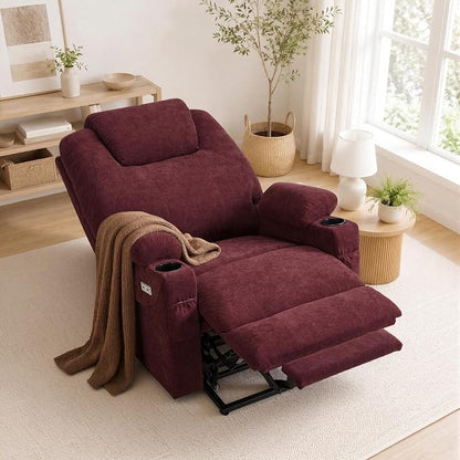 MCombo Power Lift Recliner Chair for Elderly R7042(Sangria, Small-Wide) | Heat and Massage, USB& Type C Charging Port, FSC Certified