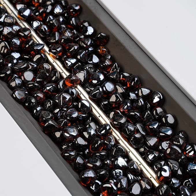 onlyfire 10-Pounds Fire Glass Diamonds for Propane Fire Pit, 1 Inch Reflective Firepit Glass Rocks Stones for Gas Fireplace and Fire Pit Table, Amber