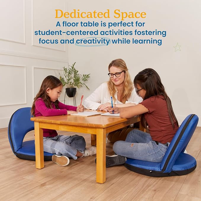 ECR4Kids 36in x 24in Rectangular Hardwood Table with 14in Legs, Kids Furniture, Honey