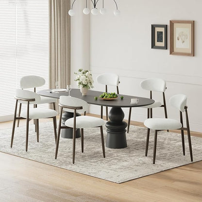 MALOL Dining Chairs Set of 6, Upholstered Kitchen & Dining Room Chairs with Curved Back and Bronze Metal Legs, Comfortable Modern Dining Side Chairs for Dining Room, Kitchen, Beige