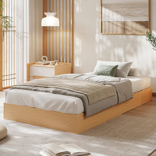GarveeHome Twin XL Size Wood Platform Bed Frame,Wooden Bed Frame Without Headboard, Wood Slat Support,No Box Spring Needed, Easy Assembly