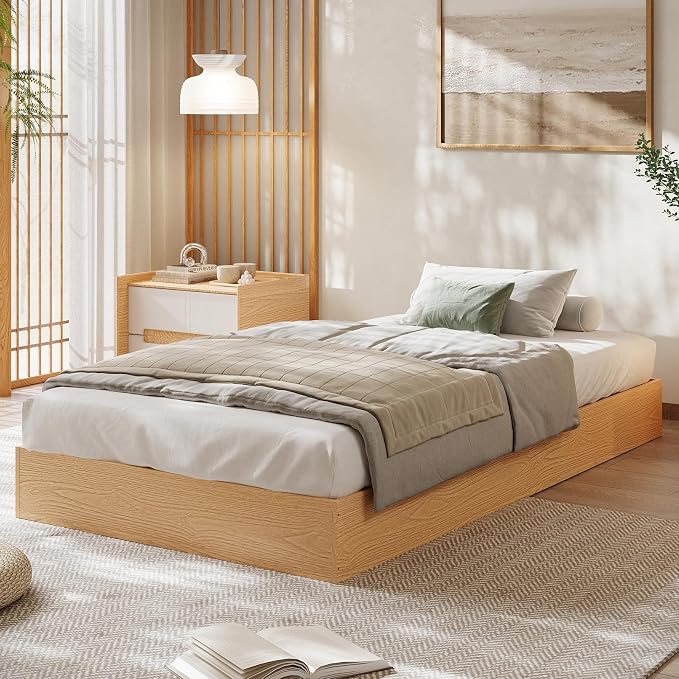 GarveeHome Twin Size Wood Platform Bed Frame,Wooden Bed Frame Without Headboard, Wood Slat Support,No Box Spring Needed, Easy Assembly