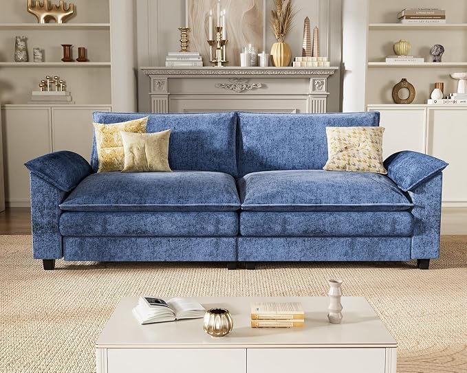 Homall 80" Modular Sectional Sofa, Loveseat Sofa Couch with Double-Layer Cushion, DIY Combination Chenille Deep 2-Seat Cloud Couch for Living Room, Apartment (Dark Blue, Loveseat Sofa)