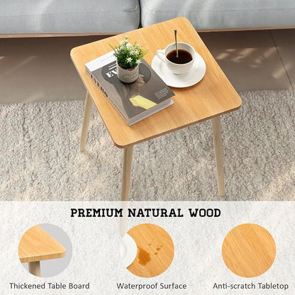 FORAOFUR Short Side Table for Living Room, Mini End Table x2 | 2 Pack Natural wood, modern rectangular, fits living/bedroom/balcony, compact, versatile, sturdy nightstand, quick assembly