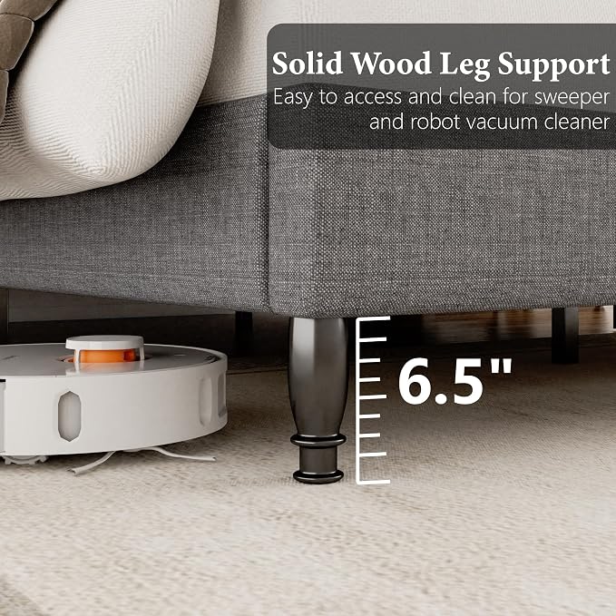 Full Size Bed Frame Upholstered Platform Bed with Tall Arched Wingback Headboard, Sturdy Wooden Slat Support, Easy Assembly No Box Spring Required, Soft Fabric Bed for Bedroom, Light Grey