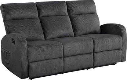 Lexicon Manual Reclining Sofa, Textured Microfiber Recliner Sofa, Wall Hugger, Track Arms, Magazine Pockets, Manual Dual Recliners Couch for Living Room/Office/Apartment, Easy Assembly, Dark Gray
