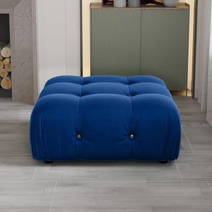 Modern Velvet Sectional Sofa, L Shape Minimalist Modular 4-Seater Sofa for Living Room Office Apartment (Ottoman/Blue)