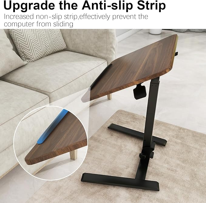 PUNCIA 25" Mobile Folding Desk, No Assembly Required Pneumatic Sit-Stand | Adjustable Height Laptop Table, 0-90° Tilt Top Computer Cart for Home Office, Small Space, Bedroom and Dorm, Retro