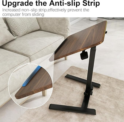 PUNCIA 25" Mobile Folding Desk, No Assembly Required Pneumatic Sit-Stand | Adjustable Height Laptop Table, 0-90° Tilt Top Computer Cart for Home Office, Small Space, Bedroom and Dorm, Retro