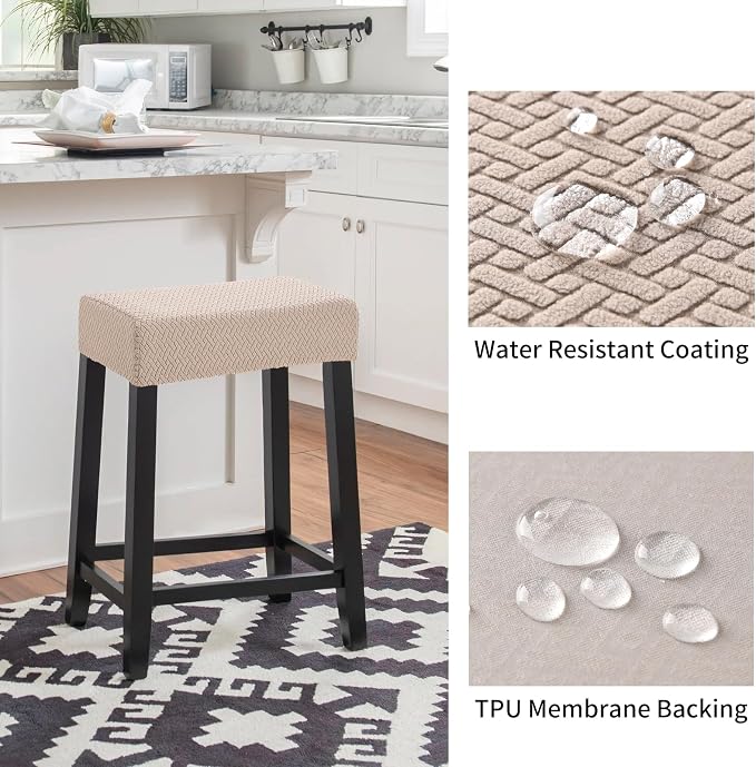 YISUN Stool Covers Rectangle - 4 Pack Stretch Waterproof Saddle Seat Cover Counter Bar Stools Bar Chairs Covers Kitchen Island Chairs Cushion Protector