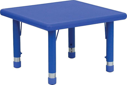 Flash Furniture Wren 24" Square Blue Plastic Height AdjusTable with Rounded Safety Corners Activity Table with Rounded Safety Corners