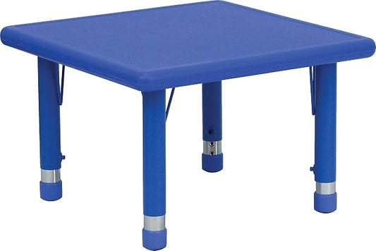 Flash Furniture Wren 24" Square Blue Plastic Height AdjusTable with Rounded Safety Corners Activity Table with Rounded Safety Corners